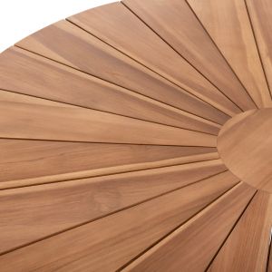 Кръгла трапезна маса тиково дърво в естествен матиран финиш D130x75hcm HM9868