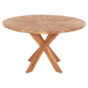 Кръгла трапезна маса тиково дърво в естествен матиран финиш D130x75hcm HM9868