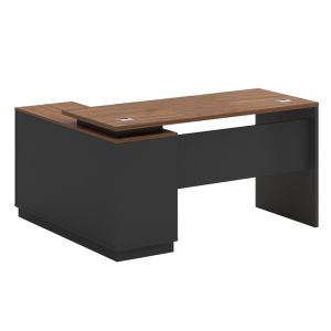 Office desk Oscar with right corner walnut/anthracite color 160x140x76cm