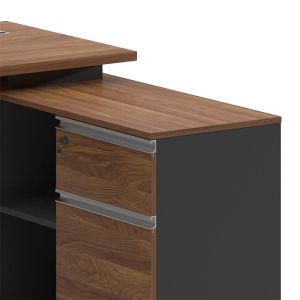 Office desk Oscar with right corner walnut/anthracite color 160x140x76cm