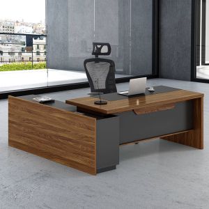 Office desk Oscar with right corner walnut/anthracite color 200x180x76cm