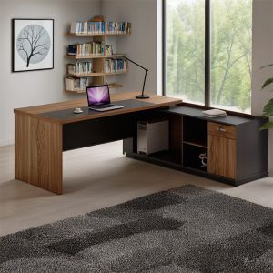Office desk Oscar with right corner walnut/anthracite color 200x180x76cm