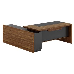 Office desk Oscar with right corner walnut/anthracite color 200x180x76cm