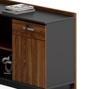 Office desk Oscar with right corner walnut/anthracite color 200x180x76cm
