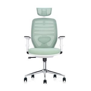 Office chair FL8036 light green fabric white 64X64X120-128CM