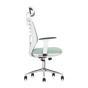 Office chair FL8036 light green fabric white 64X64X120-128CM