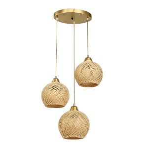 Chandelier with three lamps Denma E27, golden, metal, with PP, D40x120 cm