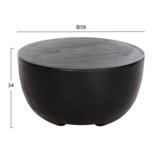 Помощна маса Pompu масивно дърво суар в черно D58x34hcm HM9794,02