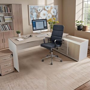 Professional corner desk Armadi Sonoma-white 200x90x75cm