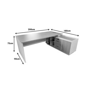 Professional corner desk Armadi Sonoma-white 200x90x75cm