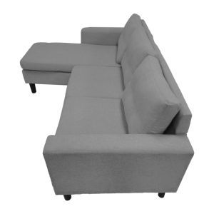 Reversible corner sofa Maneli with textile fabric, anthracite color 196x138/77x82cm