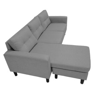 Reversible corner sofa Maneli with textile fabric, anthracite color 196x138/77x82cm
