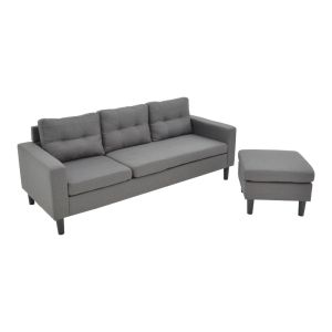 Reversible corner sofa Maneli with textile fabric, anthracite color 196x138/77x82cm
