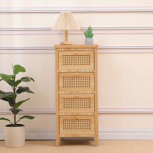 Скрин от скандинавски бор, ратан в естествен цвят, 34.5x26x78.5 см