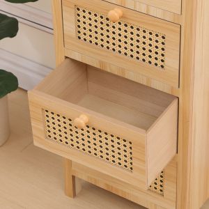 Скрин от скандинавски бор, ратан в естествен цвят, 34.5x26x78.5 см