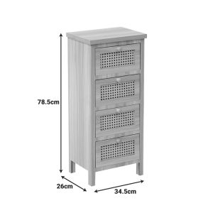 Скрин от скандинавски бор, ратан в естествен цвят, 34.5x26x78.5 см