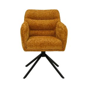 Chloe chair, mustard color, fabric, with metal legs, 57X61X85CM