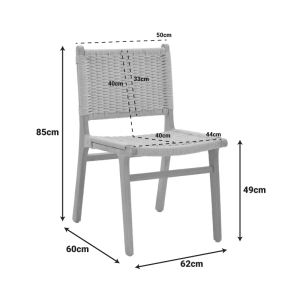 Chair Juliennatural rubber wood 61x54x85cm