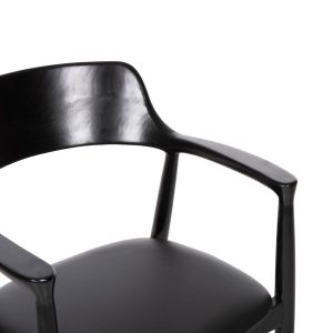 Kween chair HM9634.02 made of mahogany wood and seat made of black eco-leather 58x53x80hcm