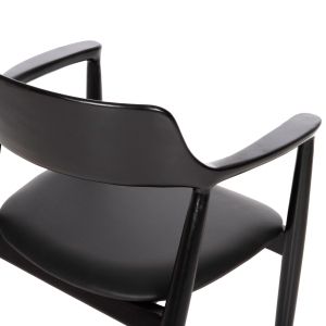 Kween chair HM9634.02 made of mahogany wood and seat made of black eco-leather 58x53x80hcm