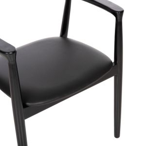 Kween chair HM9634.02 made of mahogany wood and seat made of black eco-leather 58x53x80hcm