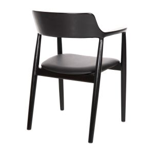 Kween chair HM9634.02 made of mahogany wood and seat made of black eco-leather 58x53x80hcm