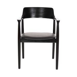 Kween chair HM9634.02 made of mahogany wood and seat made of black eco-leather 58x53x80hcm