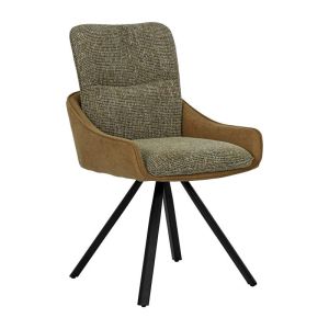 Santi Duo chair with metal legs and green-yellow fabric 65X55X90CM