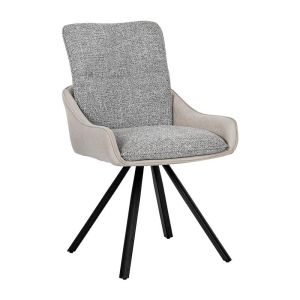 Santi Duo chair with metal legs and gray-beige fabric 65X55X90CM