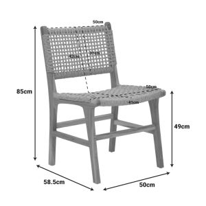 Sponze chair teak wood frame and rope in natural color 50x58x85cm