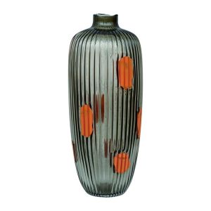 Glass decorative vase FL1688 transparent with orange color 20X48CM