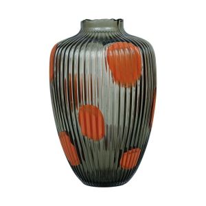 Glass decorative vase FL1689 transparent with orange color 23X36CM