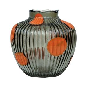 Glass decorative vase FL1690 transparent with orange color 22X22CM