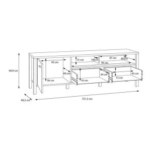 Тв шкаф Terrano Riviera цвят дъб 152X40X50СМ