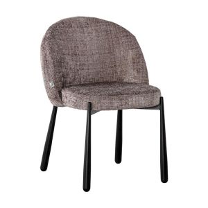 Dining chair 1822 beige-brown fabric with black metal legs 63X60X83CM