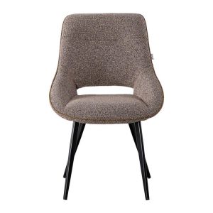 Dining chair 1859 brown-brown light fabric with black metal legs 63X60X89CM