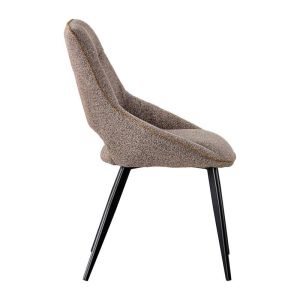 Dining chair 1859 brown-brown light fabric with black metal legs 63X60X89CM
