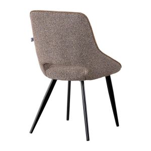 Dining chair 1859 brown-brown light fabric with black metal legs 63X60X89CM