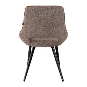 Dining chair 1859 brown-brown light fabric with black metal legs 63X60X89CM