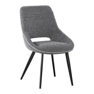 Dining chair 1859 gray-gray light fabric with black metal legs 63X60X89CM