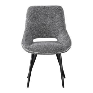 Dining chair 1859 gray-gray light fabric with black metal legs 63X60X89CM