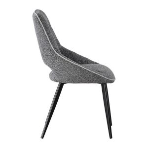 Dining chair 1859 gray-gray light fabric with black metal legs 63X60X89CM
