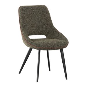 Dining chair 1859, burgundy fabric with black metal legs, 63X60X89CM