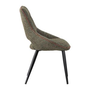 Dining chair 1859, burgundy fabric with black metal legs, 63X60X89CM