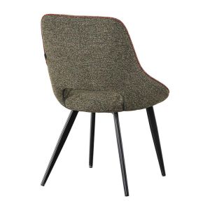 Dining chair 1859, burgundy fabric with black metal legs, 63X60X89CM