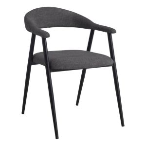 Lino dining chair with armrest and upholstery in dark gray fabric 57X58X78CM