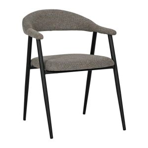 Lino dining chair with armrest and brown fabric upholstery 57X58X78CM