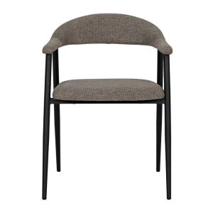 Lino dining chair with armrest and brown fabric upholstery 57X58X78CM