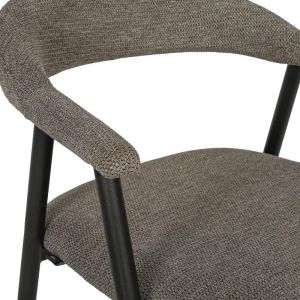 Lino dining chair with armrest and brown fabric upholstery 57X58X78CM