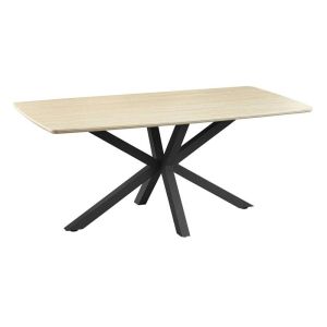 Dining table FL2503 with ceramic surface and metal legs white-black 180X90X75CM